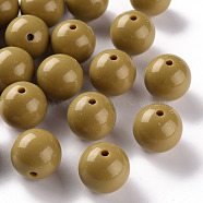 Opaque Acrylic Beads, Round, Dark Goldenrod, 20x19mm, Hole: 3mm, about 111pcs/500g(MACR-S370-C20mm-29)