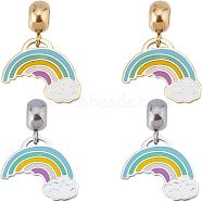 Unicraftale 4Pcs 2 Colors 304 Stainless Steel European Dangle Charms, Large Hole Pendants, with Enamel, Rainbow, Golden & Stainless Steel Color, 26mm, Hole: 4mm, Rainbow: 15x15.5x1mm, 2pcs/color(STAS-UN0034-28)