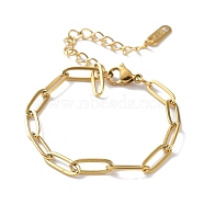 316 Surgical Stainless Steel Paperclip Chain Bracelets, Drawn Elongated Cable Chains Bracelet, Golden, 5-1/2 inch(14cm)(BJEW-M305-12G)
