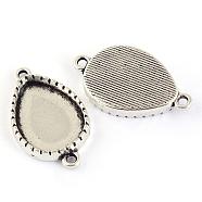 Tibetan Style Alloy Link Cabochon Settings, teardrop, Cadmium Free & Lead Free, Antique Silver, Tray: 13.5x18.5mm, 27x16x3.5mm, Hole: 2mm, about 350pcs/1000g(TIBEP-S301-08AS-LF)