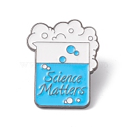 Word Science Matters Enamel Pin, Chemistry Bottle Alloy Badge for Teachers' Day, Gunmetal, Blue, 30.5x24x1.5mm, Pin: 1mm(JEWB-H008-27B)