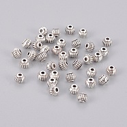 Tibetan Style Spacer Beads, Lead Free & Cadmium Free & Nickel Free, Lantern, Antique Silver, about 5mm in diameter, 4mm long, hole: 1.5mm(LF0471Y-NF)