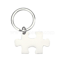 Non-Tarnish 304 Stainless Steel Pendant Keychain, Puzzle, Stainless Steel Color, 25x41mm(PW23021849602)