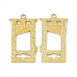 Ion Plating(IP) 304 Stainless Steel Pendants, Window Charm, Real 18K Gold Plated, 37.5x25x2.5mm, Hole: 2.8mm(STAS-B031-10G)