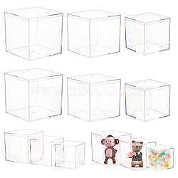 12Pcs 3 Styles Square Transparent Plastic Acrylic Minifigures Display Case, Countertop Dustproof Action Figures Doll Storage Organizer Showcase Box, Clear, 7.5~10x7.5~9.8x9.8cm, 4pcs/style(AJEW-NB0005-74)