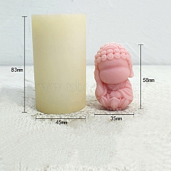 3D Buddha Statue DIY Food Grade Silicone Candle Molds, Aromatherapy Candle Moulds, Scented Candle Making Molds, Floral White, 4.5x8.3cm(PW-WG37959-01)