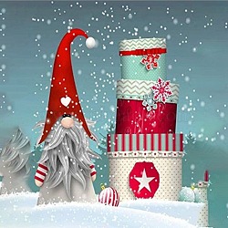 DIY Christmas Theme Diamond Painting Kits, including Resin Rhinestones, Diamond Sticky Pen, Tray Plate and Glue Clay, Gnome Pattern, 400x300mm(DIAM-PW0001-234-22)