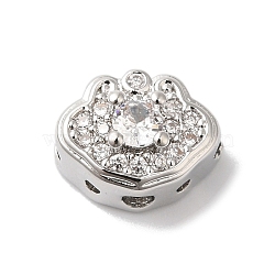 Brass Micro Pave Clear Cubic Zirconia Beads, Cadmium Free & Nickel Free & Lead Free, Longevity Lock, Platinum, 8x10x6mm, Hole: 1.6mm(KK-G503-10P)