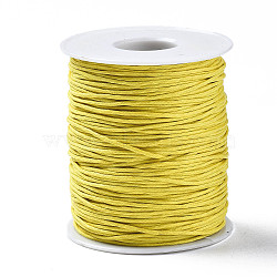 Waxed Cotton Thread Cords, Yellow, 1mm, about 10.93 yards(10m)/roll(YC-R003-1.0mm-10m-110)