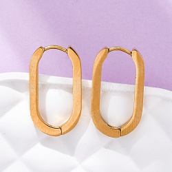 PVD Vacuum Plating 304 Stainless Steel Huggie Hoop Earrings, Oval, Real 18K Gold Plated, 21x12x3mm, Pin: 1mm(STAS-S103-21G)