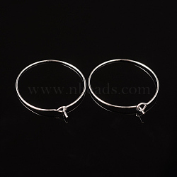 Brass Wine Glass Charm Rings, Hoop Earrings Findings, Silver, 25x0.8mm, 20 Gauge(EC067-2S)