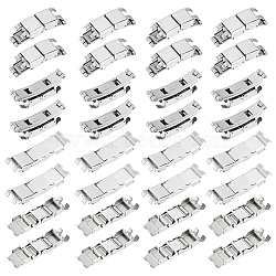 20 Sets 2 Styles Rectangle 201 Stainless Steel Watch Band Clasps, Stainless Steel Color, 33~34x10~11x4~8mm, Hole: 1~3x9~10mm, 10 sets/style(STAS-DC0011-60)