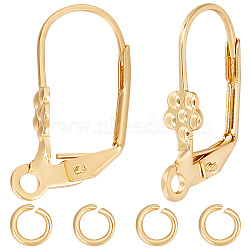 20Pcs 304 Stainless Steel Leverback Earring Findings, with Loops & 40Pcs Open Jump Rings, Real 18K Gold Plated, 19x10.5x5mm, Hole: 1.6~2mm(STAS-BBC0003-91)