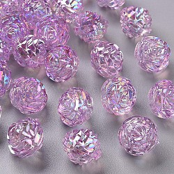 Transparent Acrylic Beads, AB Color, Flower, Violet, 18x16.5mm, Hole: 2.5mm(X-TACR-S154-31C-935)