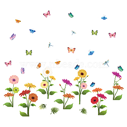 PVC Wall Stickers, Wall Decoration, Flower Pattern, 390x890mm, 2 style, 1 sheet/style, 2 sheets/set(DIY-WH0228-492)