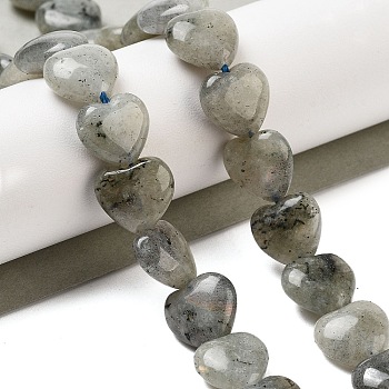 Natural Labradorite Beads Strands, Heart, 11~11.5x12x6mm, Hole: 1.1mm, about 36pcs/strand, 15.35 inch(39cm)