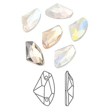 K9 Glass Rhinestone Cabochons, Flat Back & Back Plated, Faceted, Axe Shape, Mixed Color, 27x16x6.5mm