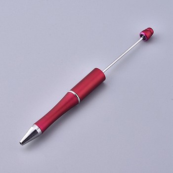 Plastic Beadable Pens, Shaft Black Ink Ballpoint Pen, for DIY Pen Decoration, Dark Red, 144x12mm, The Middle Pole: 2mm