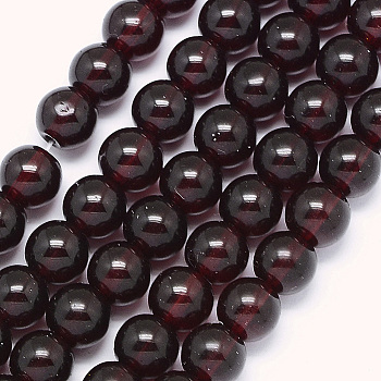 Glass Beads Strands, Transparent, Dyed & Heated, Round, Coconut Brown, 8x7.5mm, Hole: 1mm, about 48pcs/strand, 14.7 inch(37.5cm)