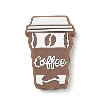 Coffee Theme Silicone Beads, Focal Beads, Takeout Coffee, Camel, 30x21x7mm, Hole: 2mm