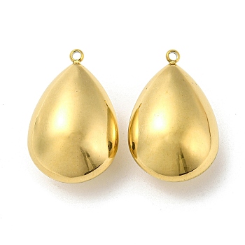 304 Stainless Steel Pendants, Teardrop Charms, Real 14K Gold Plated, 28x18x13mm, Hole: 1.6mm