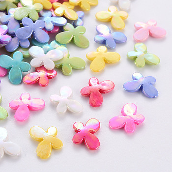 Opaque Acrylic Beads, Dyed, AB Color, Butterfly, Mixed Color, 10.5x14.5x3mm, Hole: 1.6mm