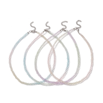 Faceted Gradient Color Glass Beaded Necklaces for Women, with Alloy Lobster Claw Clasps, Mixed Color, 14.17 inch(36cm)