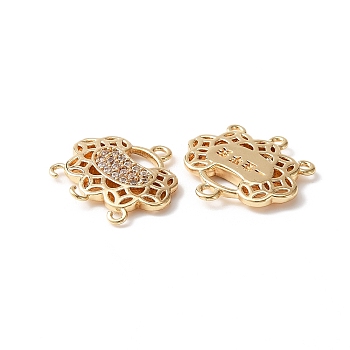 Brass Cubic Zirconia Chandelier Component Links, Real 18K Gold Plated, for Chinese Longevity Lock Jewelry Making, Cloud, 15.5x16x2mm, Hole: 1.2mm