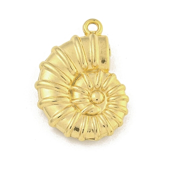 Ion Plating(IP) 304 Stainless Steel Pendants, Snail Shell Charm, Real 18K Gold Plated, 22x15x4.5mm, Hole: 1.5mm