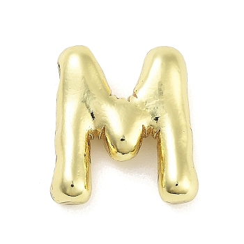 Rack Plating Brass Pendants, Long-Lasting Plated, Real 18K Gold Plated, Letter M, 20x17.5x5.5mm, hole: 2.5x3mm