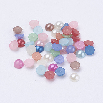 Half Round Domed Imitated Pearl Acrylic Cabochons, Mixed Color, 4x2mm