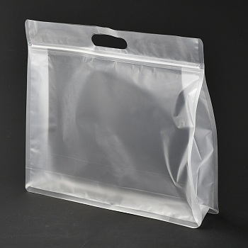 Transparent Plastic Zip Lock Bag, Plastic Stand up Pouch, Resealable Bags, with Handle, Clear, 30x35x0.08cm