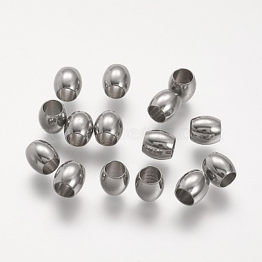 6mm Barrel Stainless Steel Beads
