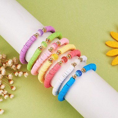 Handmade Polymer Clay Heishi Beads Stretch Bracelets Sets(BJEW-SZ0002-11)-3