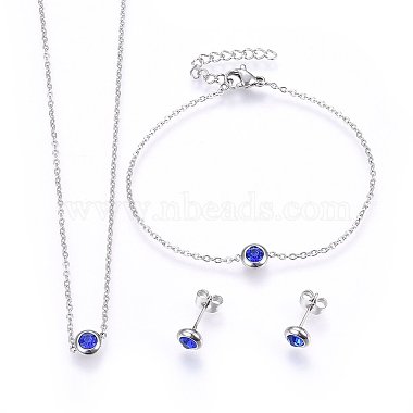 Blue Stainless Steel Bracelets & Earrings & Necklaces