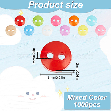 1000 boutons artisanaux multicolores pour vêtements de poupées(BUTT-FG0001-24)-2
