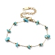 Synthetic Turquoise Chips Beaded Chain Bracelets(BJEW-G692-01A)-1