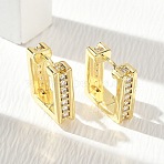 Brass Micro Pave Cubic Zirconia Hoop Earrings, Square, Lead Free & Cadmium Free, Rack Plating, Long-Lasting Plated, Real 18K Gold Plated, 15x14.5x5mm(KK-CBA98BA-23G)