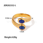 Oval 304 Stainless Steel with Natural  Lapis Lazuli Cuff Rings, Golden, Inner Diameter: Adjustable(FS-WGA1504-05)