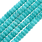 2 Strands Natural White Jade Beads Strands, Dyed, Rondelle, Cyan, 8x5mm, Hole: 1mm, about 74pcs/strand, 15.15 inch(38.5cm)(G-PA0001-23B)
