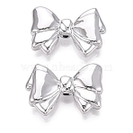 UV Plating Acrylic Beads, Bowknot, Silver Plated, 20.5x29.5x8mm, Hole: 2mm(OACR-N160-37B)
