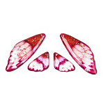 Transparent Resin Wing Earrings Pendants, Wings Charms, Crimson, 39x15x3mm, Hole: 1.2mm, Small wings: 11x19.5x3mm(FIND-TAC0006-59C)