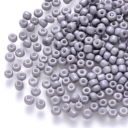 8/0 Baking Paint Glass Round Seed Beads, Light Steel Blue, 3~3.5x2mm, Hole: 1~1.2mm, about 10000pcs/pound(SEED-S036-01B-09)