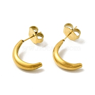 304 Stainless Steel Stud Earing for Women Men, Crescent Moon, Golden, 19.5x5mm, Pin: 0.8mm(STAS-P319-34G)