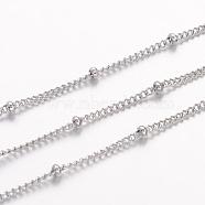 304 Stainless Steel Twisted Chains, Curb Chains, Soldered, Satellite Chains, with Spool, Rondelle Beads, Stainless Steel Color, 1.8x1.4x0.4mm, about 32.8 Feet(10m)/roll(CHS-H007-23P)