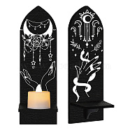Boho Style Wall Mounted Wood Candle Holder Stand, Detachable Pillar Candle Sconce, Floating Shelf, Snake Pattern, Bullet Shape: 36x10x0.7cm, 2pcs(AJEW-WH0378-001)