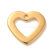 Ion Plating(IP) 304 Stainless Steel Charms, Heart Charm, Golden, 10x11x0.8mm, Hole: 1mm(STAS-U025-09G)