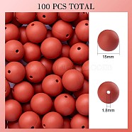 100Pcs Silicone Beads Round Rubber Bead 15MM Loose Spacer Beads for DIY Supplies Jewelry Keychain Making, Chocolate, 15mm(JX468A)