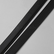 50M Polyester Satin Piping Trim, Cheongsam Piping Ribbon, Clothing Decoration, Black, 14~15x0.5mm, about 54.68 Yards(50m)/Roll(OCOR-WH0082-52)