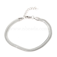 Unisex 304 Stainless Steel Herringbone Chain Bracelets, with Lobster Claw Clasps, Stainless Steel Color, 7-7/8 inch(20cm)(BJEW-H541-01A-P)